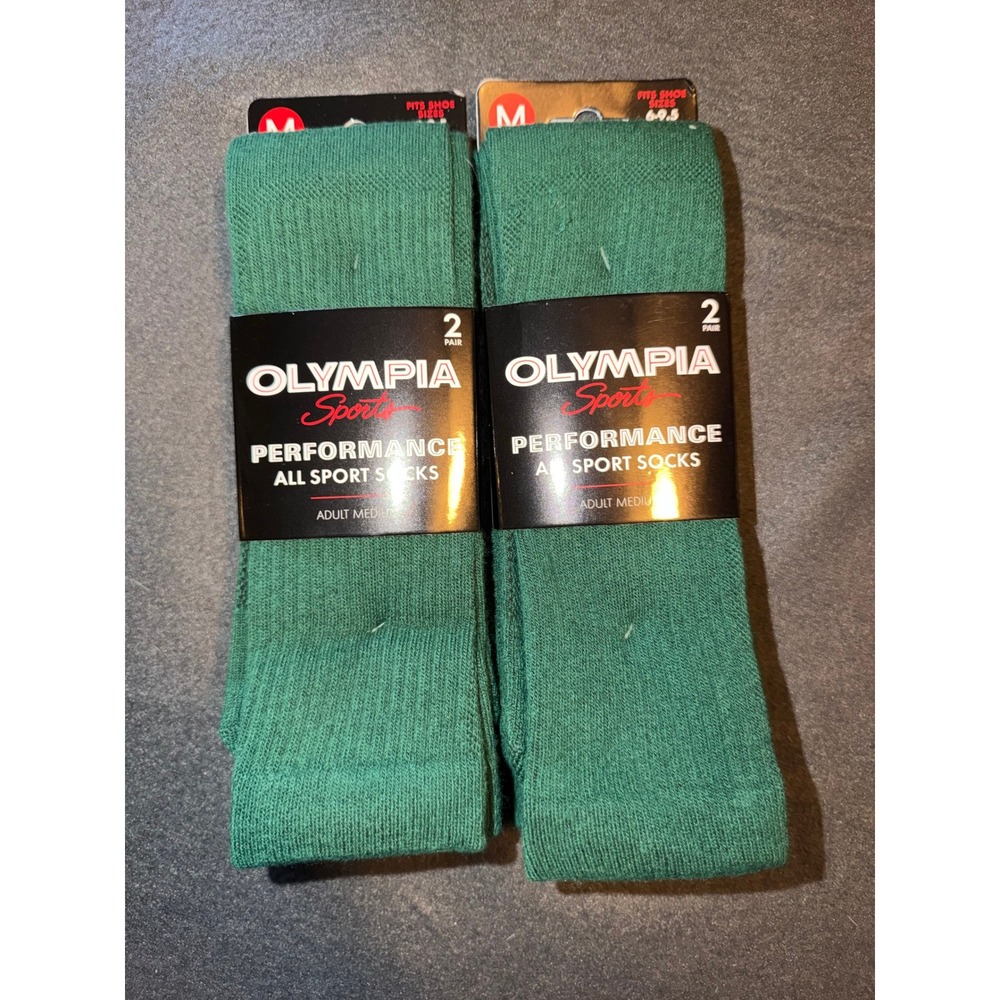 Olympia Sports Performance All Sport Socks 4 Pair Green Adult Medium Men 6-9.5